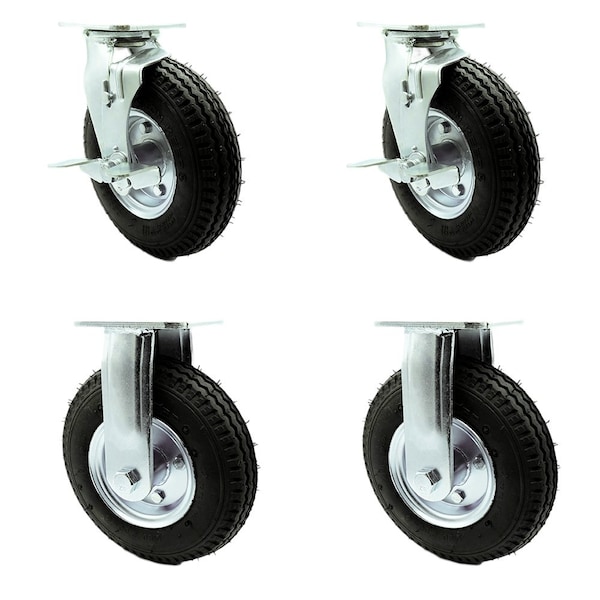 Service Caster Metro 461MBQ8AIR MBQ-8AIR Replacement Caster Set with Brakes, 4PK MET-SCC-100S280-PNB-TLB-2-R-2 - main